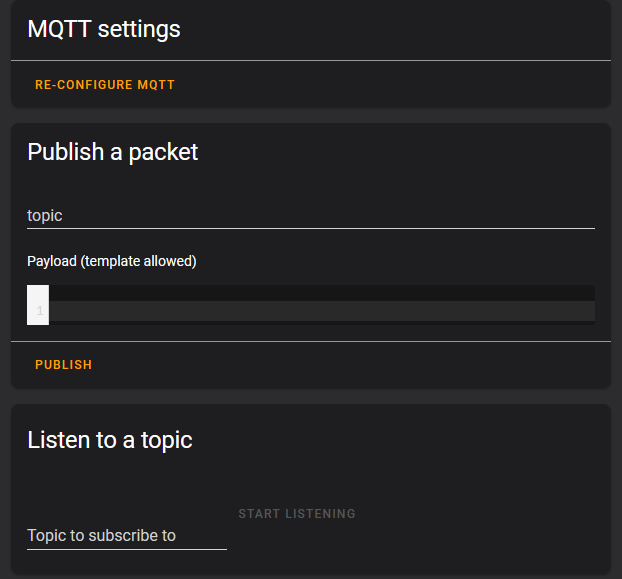 MQTT settings in Home