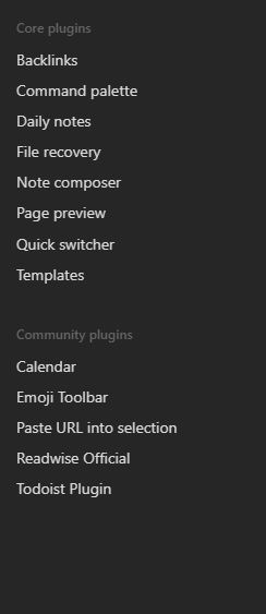 Obsidian plugins used by author of the site