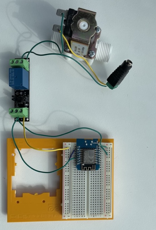 Breadboard with components connected through cables